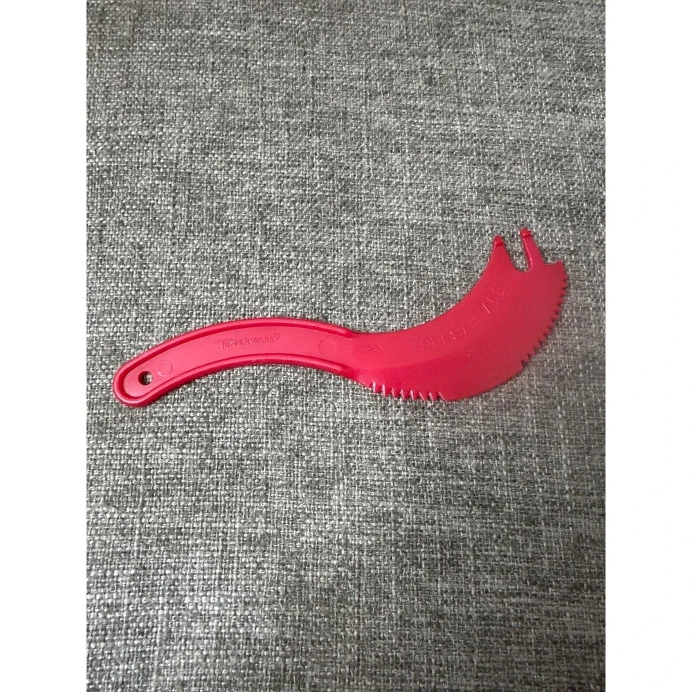 Vtg Tupperware Sli-San-All Serrated All Purpose Knife Red Plastic Easy Slicer